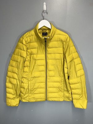 M&S Collection Womens Feather and Down Quilted Jacket Size UK 14 Yellow Full Zip