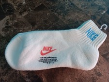 Vintage Nike 1 pair Quarter Sock Blue white orange Size 9-11 rare New USA made
