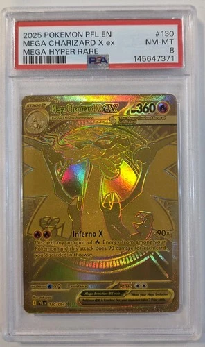 PSA 8 Mega Charizard X EX Mega Hyper Rare Holo 130/094 Gold