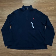 NEW Polo Ralph Lauren Fleece Navy Mens Size XL 1/4 Zip Pony Logo Vintage