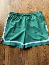 ￼ Large Green Xersion Shorts With White Stripe. 9 Inch Inseam ￼￼