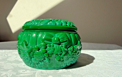 Malachite Glass Box Art Deco Bohemia Curt Schlevogt