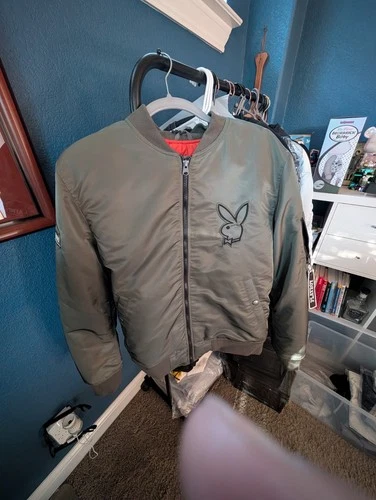 Playboy Khaki Green Bomber Jacket - Size Medium, NWT, Retails $195. SOLD OUT image 2