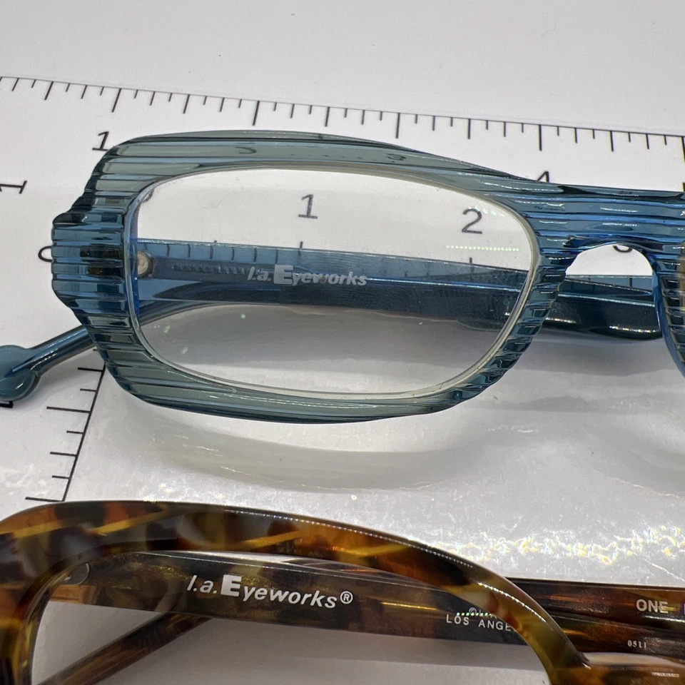 Lote 2 gafas urraca vintage años 90 L.A.Eyeworks "Grill" #258 azul oscuro Foto 2 de 4