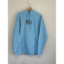 Gilgamesh Pok mon Squirtle Squad Hoodie Size L Baby Blue Embroidered Pullover