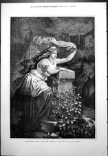 Old Print Scenes From Famous Plays & Operas X Ise Lady Waving Scarf 1877 19th