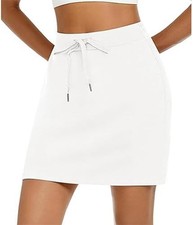 Women's Cotton Pencil Skirt Hidden Pocket High Waisted Elastic Waistband Casual