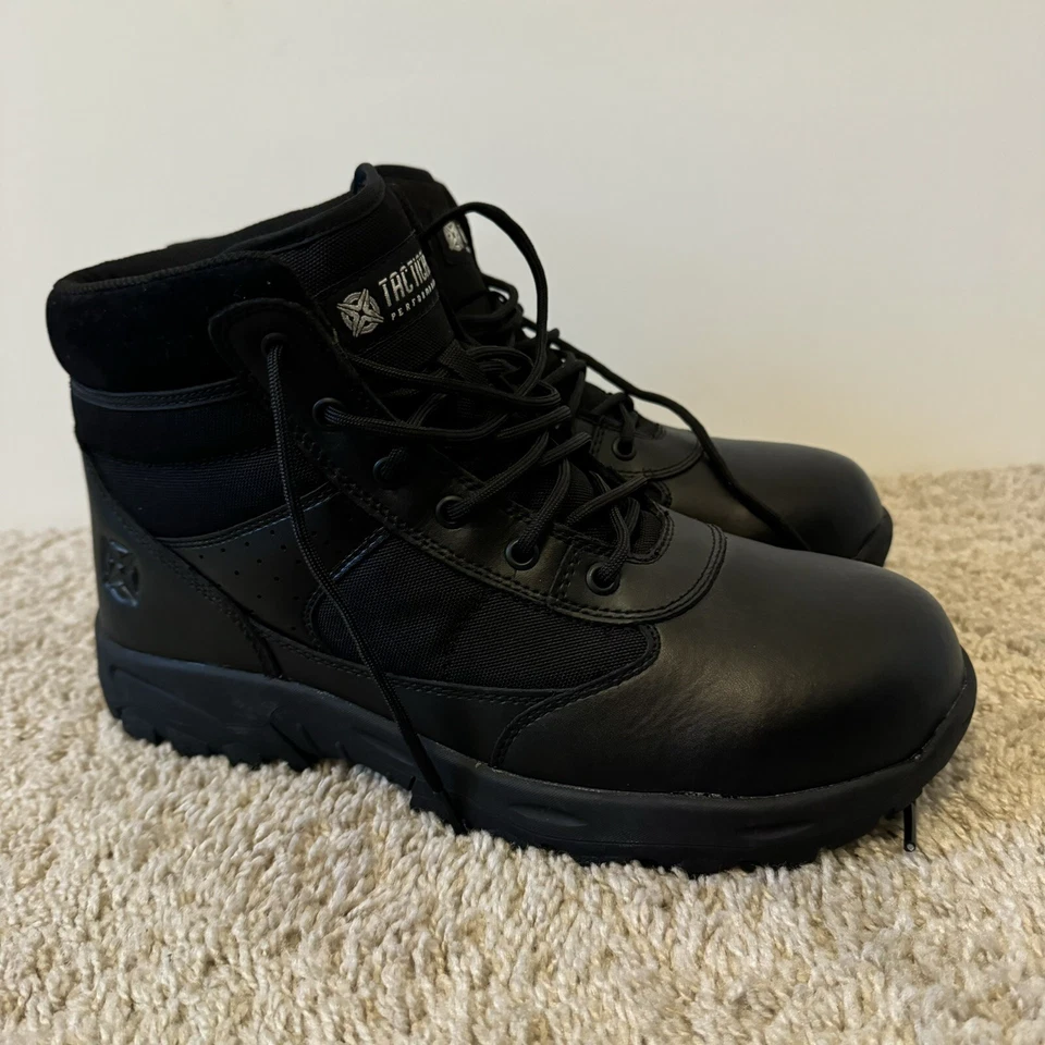 Tactical Performance Black Leather Steel Toe Combat Hiking Boot Shoes Men 8M - Image 2 of 4