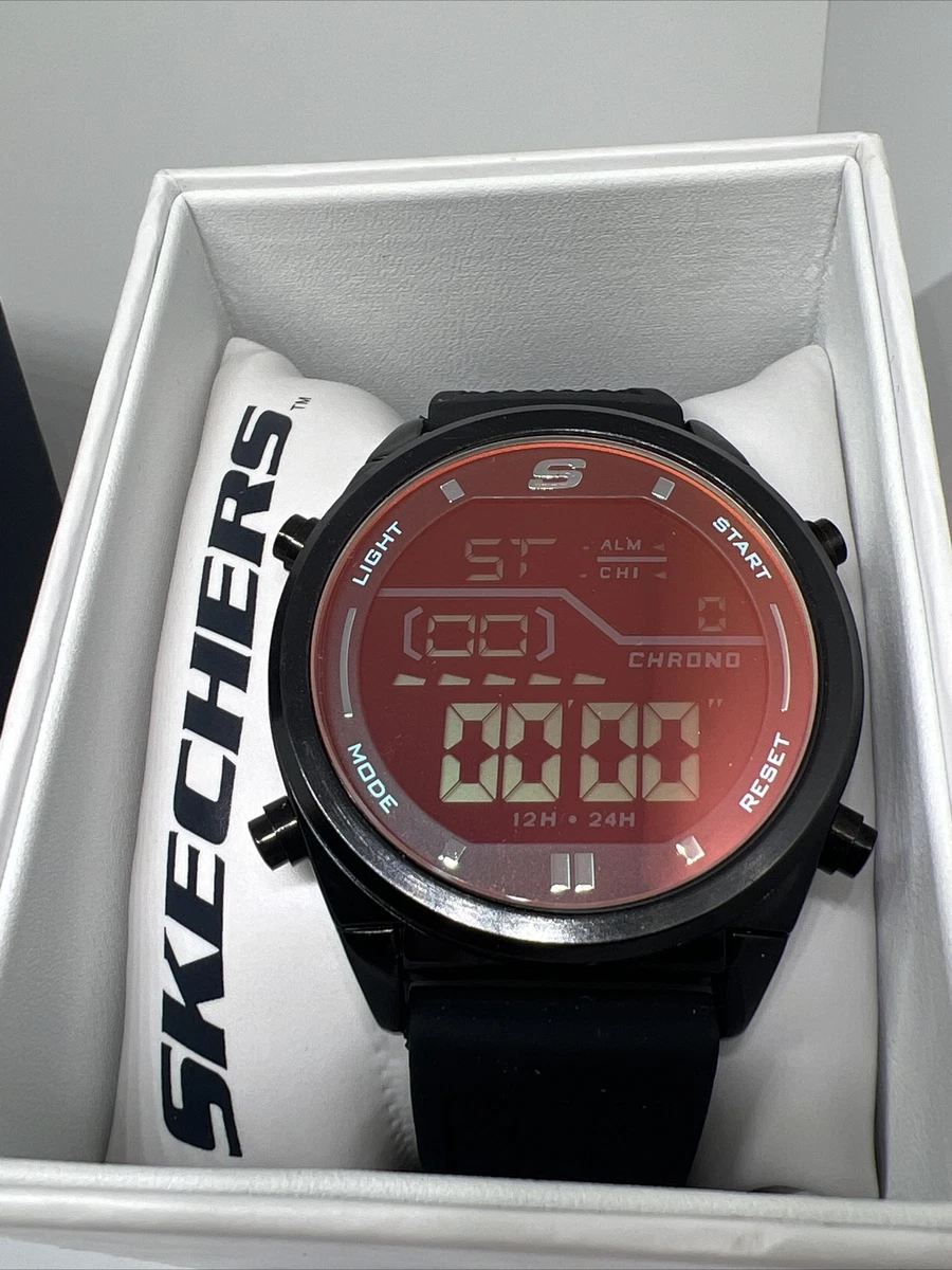 Black Silicone NEW $50 | SRP Watch Digital eBay SR5142 Mens Skechers Band