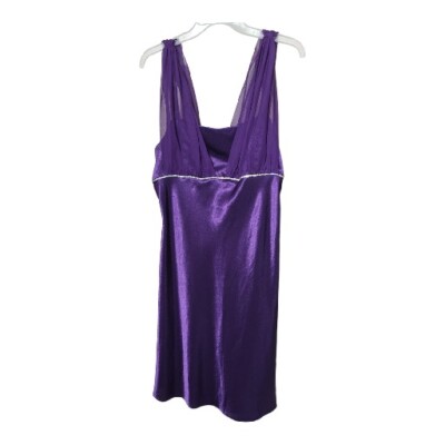 Womens 2x Pacific Plex Purple Satin Crystals Chiffon Prom Dress | eBay