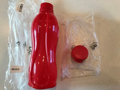 TUPPERWARE NEW LARGE ECO WATER BOTTLE 36 OZ (1L) RED TWIST COVER FLIP TOP