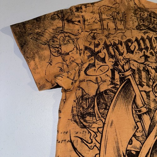 Y2K Xtreme Couture Reaper Skeleton Orange All Over Print T-Shirt Sz Large Boxy - Picture 7 of 13