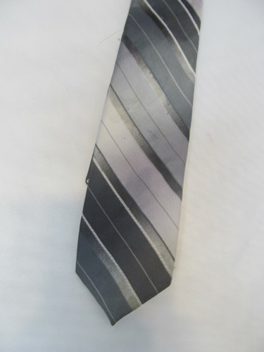 Corbata de cuello gris gris negra con patrón a rayas novedad para hombre - Imagen 3 de 5