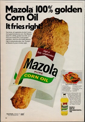 Mazola Corn Oil Tasty  Fried Chicken Magazine Vintage Print Ad 7.5 x 11''