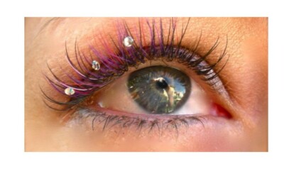 Diamond Lash mit Swarovski Kristall 1 Linie 10 Wimpern babyrosa oder gelb