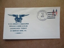 U.S. Naval cover (1975)  "CVAN-59  USS EISENHOWER LAUNCHED TODAY"  See Pic