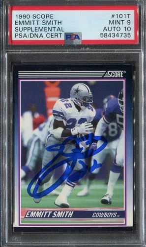 1990 SCORE SUPPLEMENTAL EMMITT SMITH RC #101T PSA 9 W/ 10 AUTO *RARE FIND*  HOF