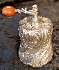 Pfefferm&uuml;hle Silber gepunzt mit Frauenkopf H&ouml;he ca. 90 mm