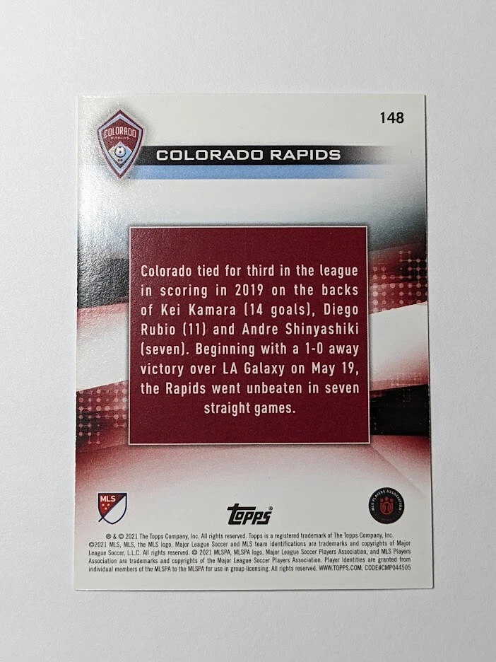 2021 Topps MLS - Colorado Rapids - #148 Team Card - Image 2 of 2