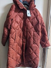 Barbour Sandyford Longline Dk Orange Maple Duvet Quilted Coat 10 Rrp £259.99