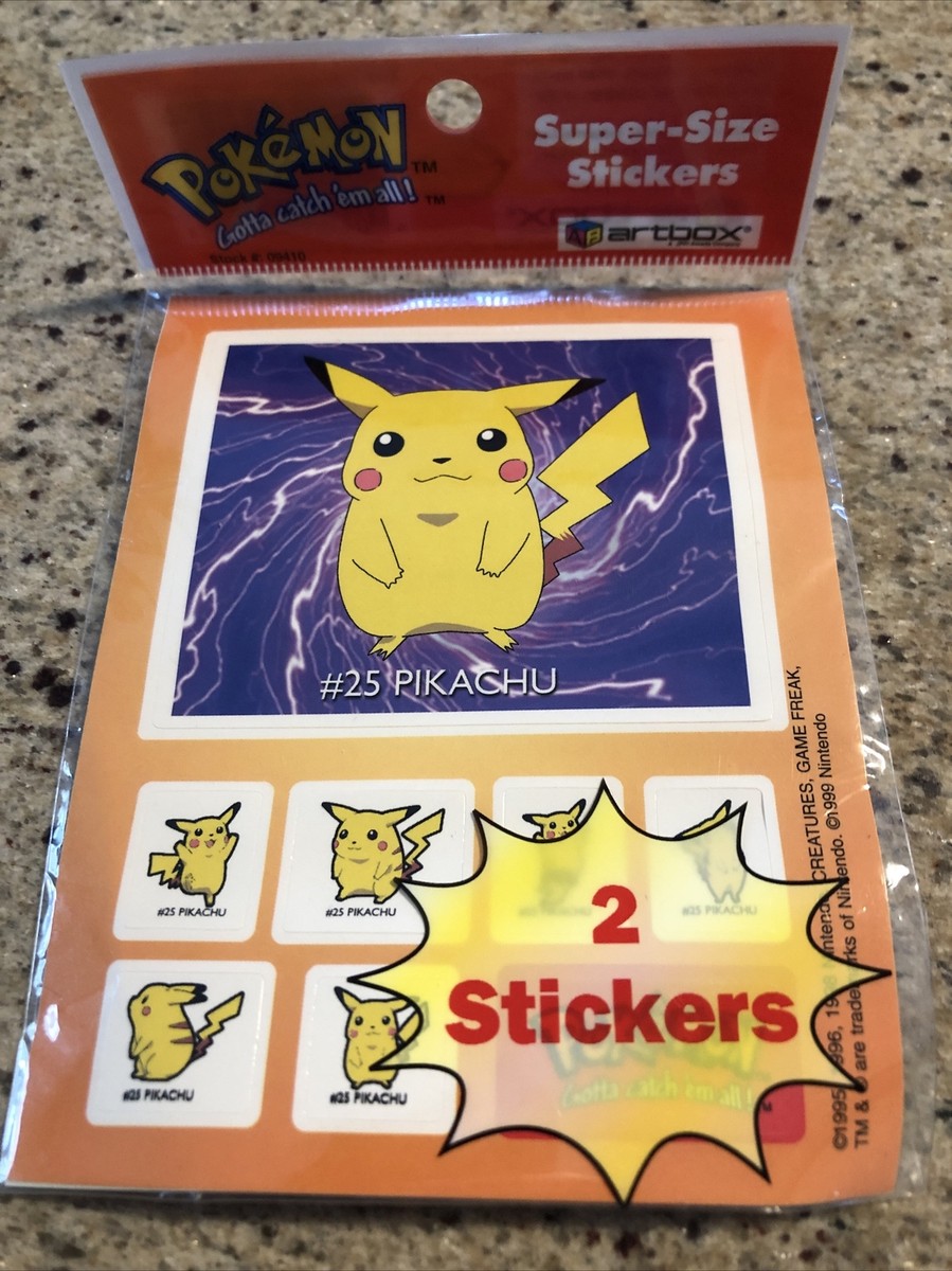 Sealed New Vintage Pokemon Artbox Stickers #25 Pikachu 12 Stickers