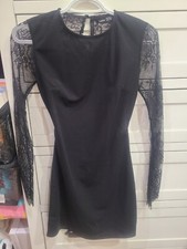 New. Shein. Size X-Small. Black, Laced, Open-backed, Mini Dress.