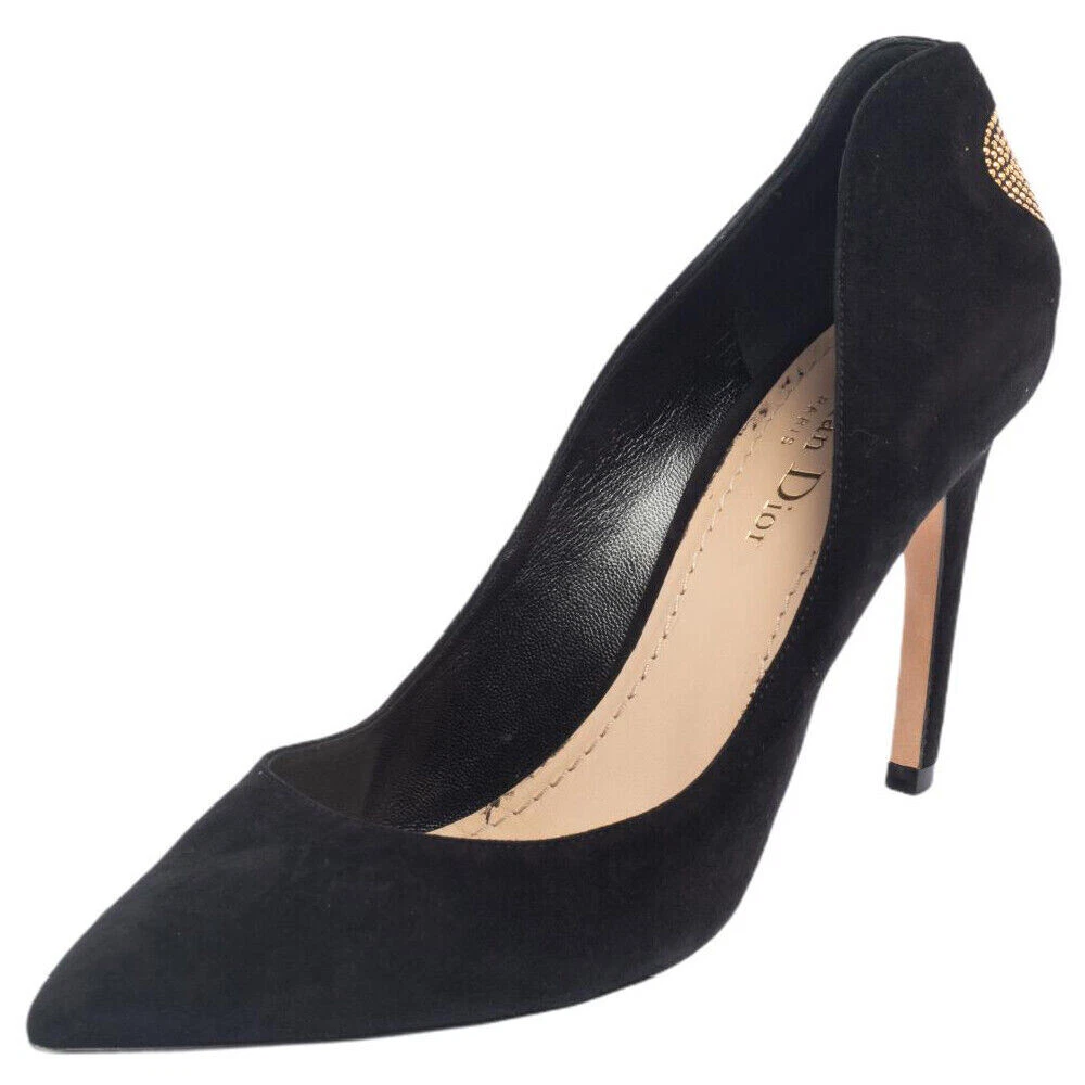 Escarpins cloutés Christian Dior 2017 DiorAmour coeur daim noir, taille 36,5/6