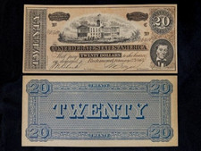 CONFEDERATED STATES OF AMERICA TWENTY DOLLAR BANKNOTE FACSIMILE  VERY GOOD COND