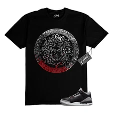 3 Cement Fire Red Grey Elephant Print White Black T Shirt to Match CLP Jordan