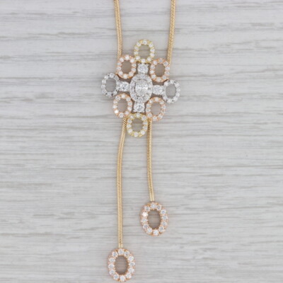 Caressa 2ctw Diamond Bolo Style Pendant Necklace 18k Gold 17