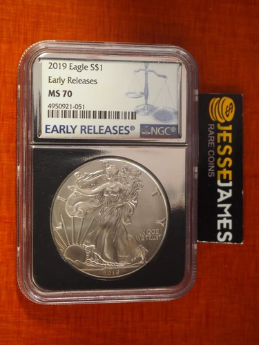2019 $1 AMERICAN SILVER EAGLE NGC MS70 EARLY RELEASES FOIL LABEL