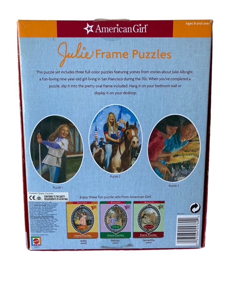 Juego de 3 rompecabezas coloridos de 50 piezas con marco American Girl JULIE Frame Foto 2 de 4