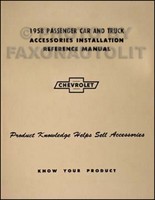 1958 Chevy ZubehöR Installationshandbuch 58 Impala Bel Air Biscayne Bel Air