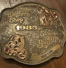 Gist Silversmiths Western Buckle "Daines Western Shop" Store of the Year 1985