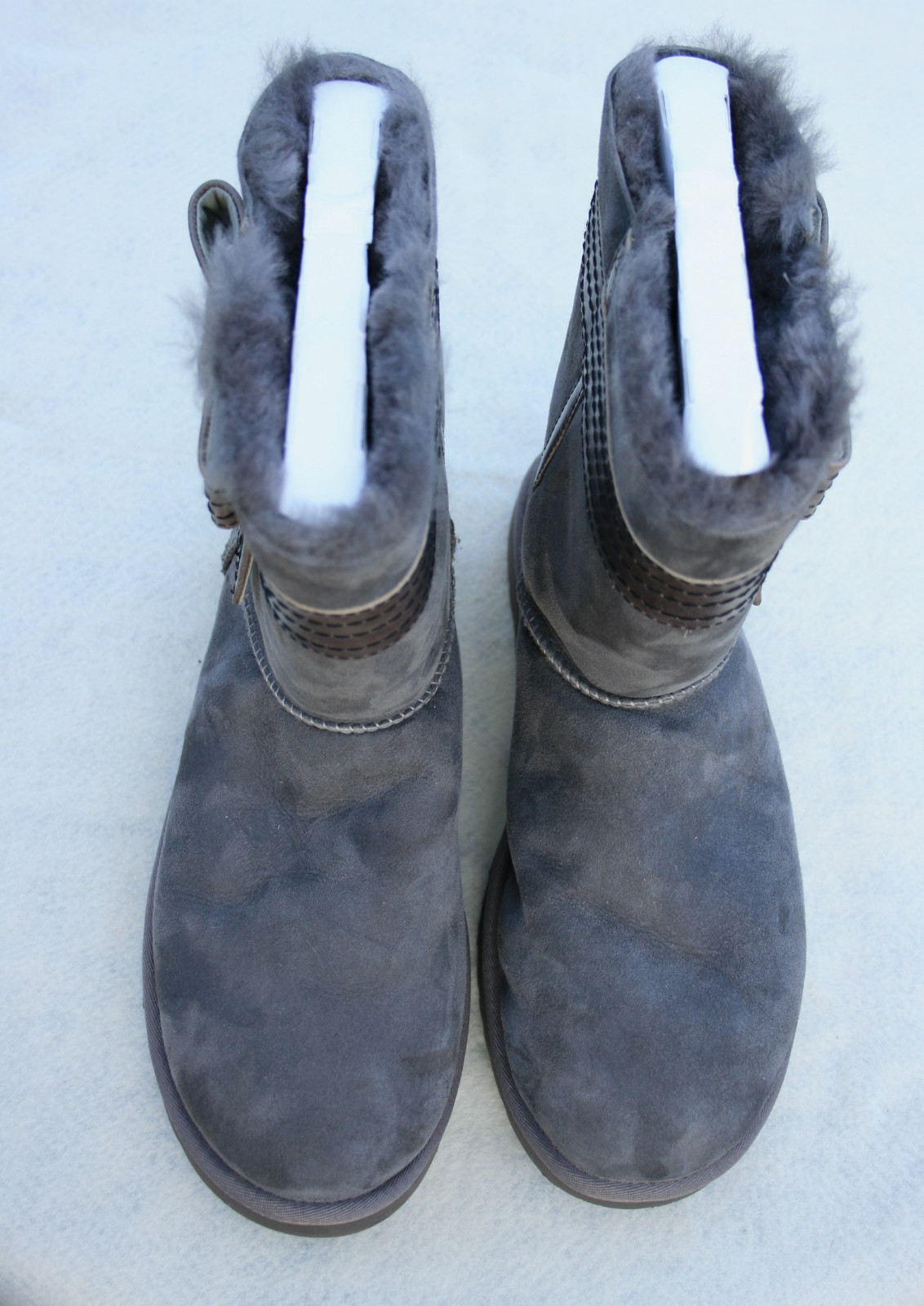 UGG Josette Leather Shearling Bow-Band Boot, Gray/Grey Womens US 11/EU 42/UK 9.5
