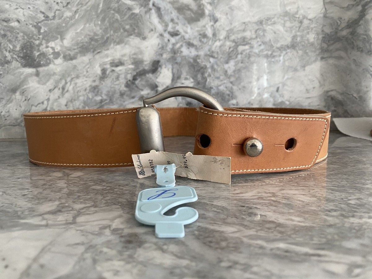Genuine waxed saddle leather Wide belt Wood buckle Light Camel brown VTG Classic Leather Belt - Saddle Tan - Red Clouds Collective  main image 3