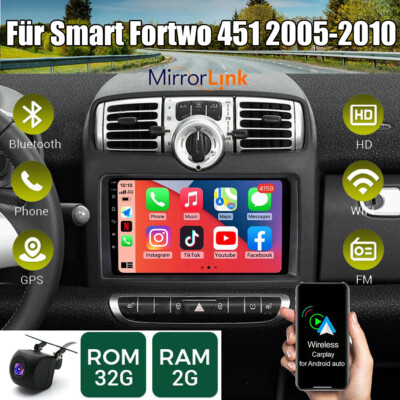 Für Smart Fortwo 451 2005-2010 Autoradio GPS Navi Apple Android 12