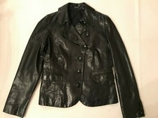 New Without Tags Joseph Black Goatskin Leather Jacket Made In Italy Size 42