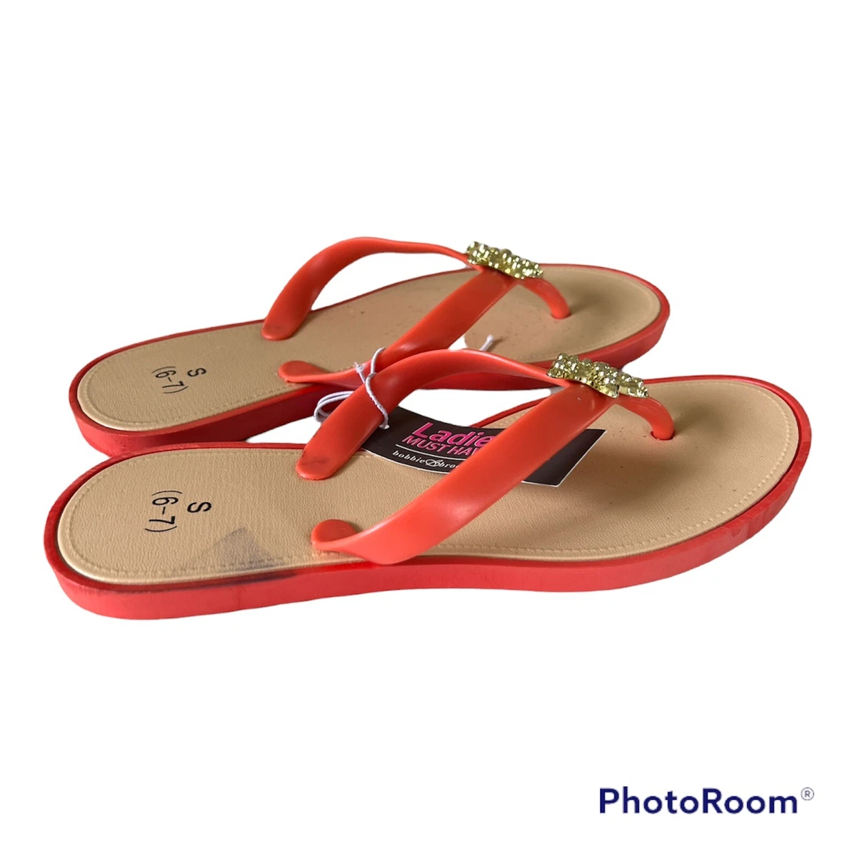 Bobbie Brooks Ladie s Must Haves Flip Flops Orange S 6 7 eBay