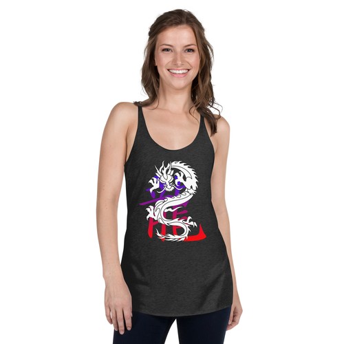 Lucky Chinese Dragon with Ancient Symbol Women's Racerback Tank Top Shirt - Picture 3 of 14
