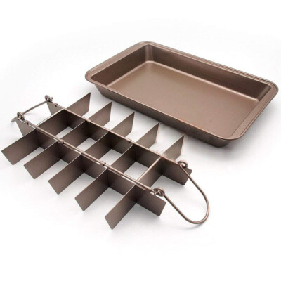 18 Holes Brownie Mold Houshold Baking Pan Non Stick Steel Bakeware 12'' x 8''
