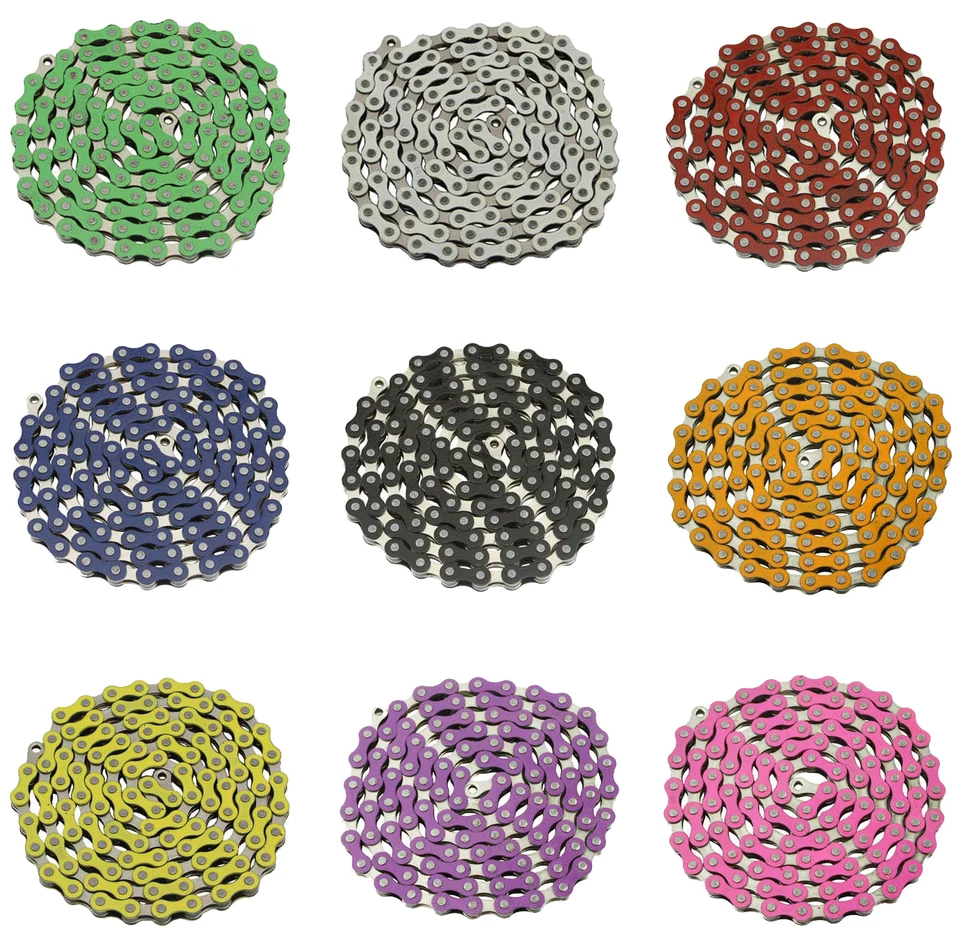 YBN Single Speed Bicycle Chain 1/2"X1/8" 112 Links BMX Freestyle Chain 9 Colors.