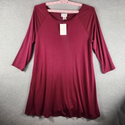 NWT Bellino Keyhole Shift Tunic XL Maroon S Loose Raglen Sleeve Made USA
