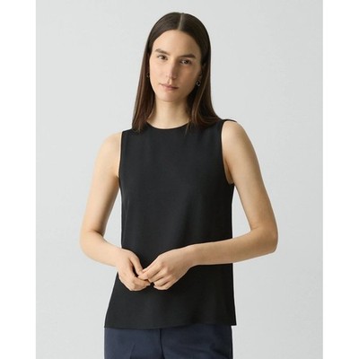 Theory Black 100% Silk Straight Shell Modern GGT Sleeveless Top Size P/XS