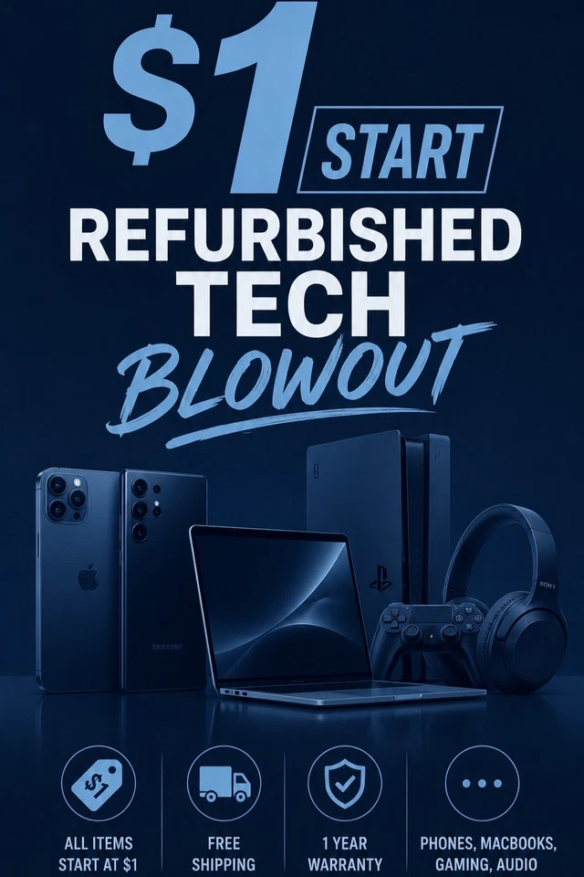 $1 Start Refurbished Tech Blowout | Apple, Samsung, Sony & More