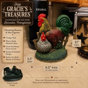 Vintage Primitive Rooster And Hen Farmhouse, Decor, Doorstop