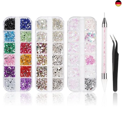 MARKE KIPERLINE 5600 Stück Strasssteine Nägel Nail Art,36 Farben Glitzersteine, Dekorationen N