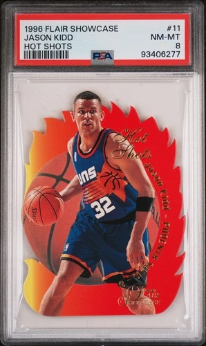 1996-97 Flair Showcase Hot Shots Jason Kidd #11 Die-Cut Insert PSA 8 Suns