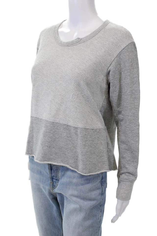 Sudadera pulóver de manga larga con cuello redondo de algodón gris talla XS Wilt para mujer Foto 2 de 4