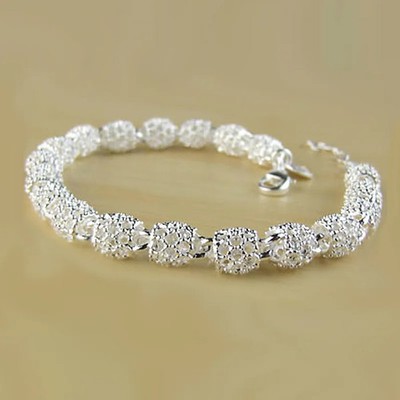 925 Sterling Silver Bracelet Zirconia Geometric Chain Linked For Women Charm